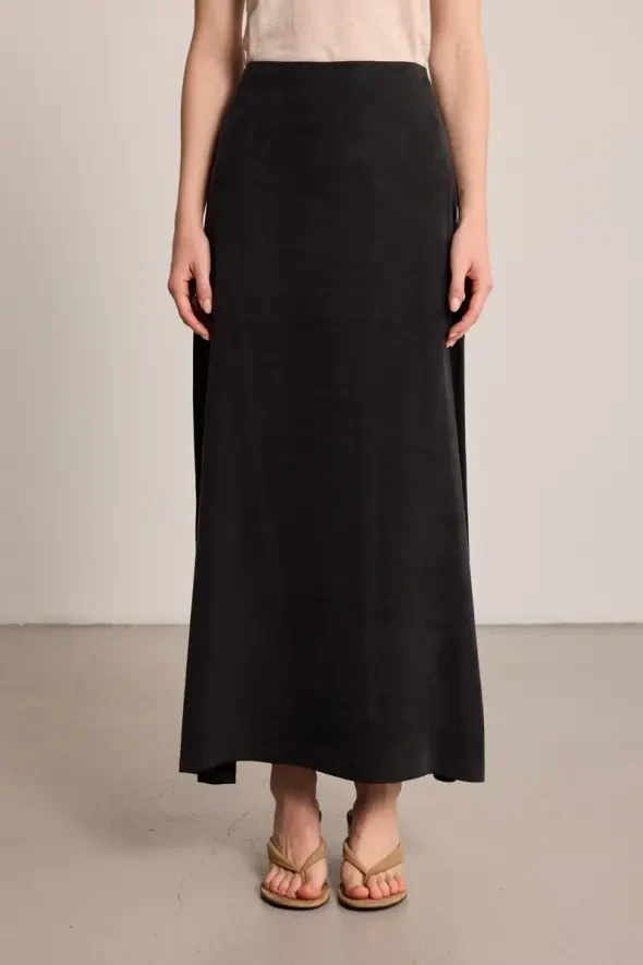 Long Lyocell Skirt - Black - 2