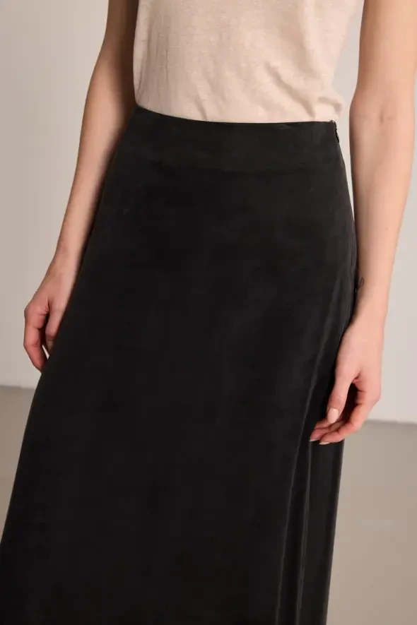 Long Lyocell Skirt - Black - 3