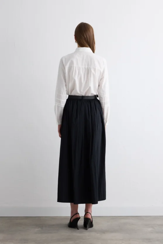 Long Skirt with Drawstring Waist Black - Gusto