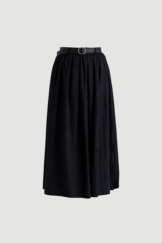 Long Skirt with Drawstring Waist Black - Gusto