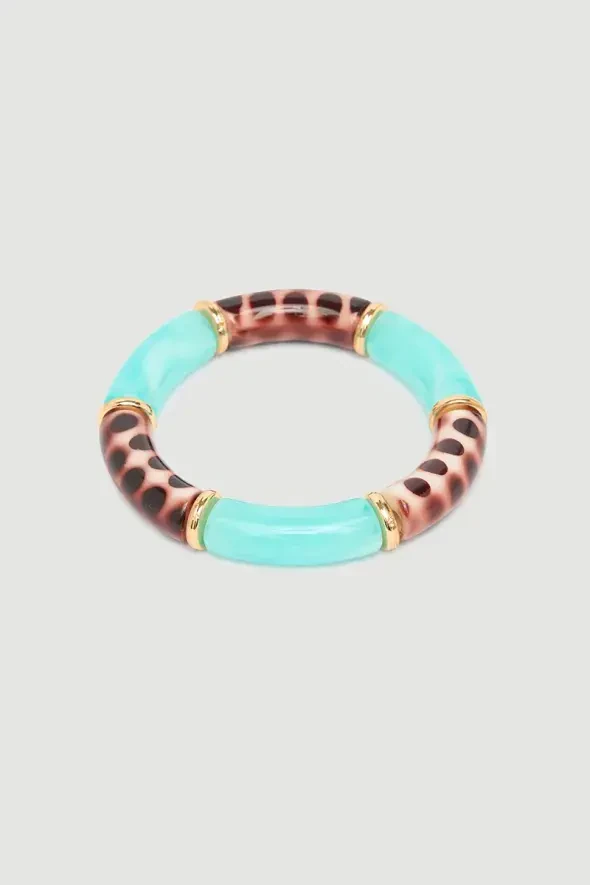 Long Tube Beaded Bracelet - Blue - 1