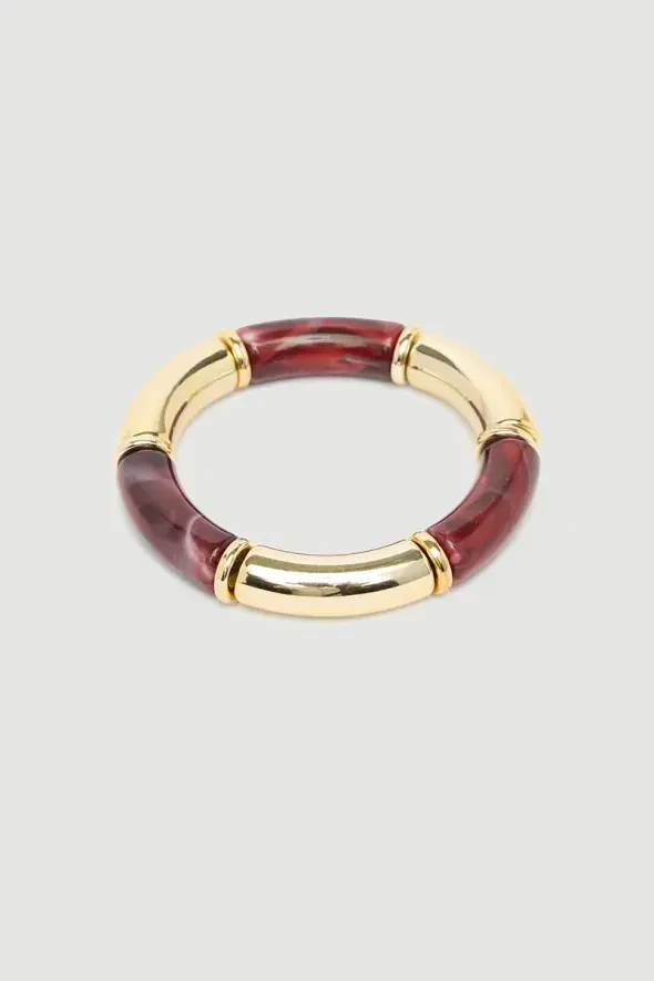 Long Tube Beaded Bracelet - Red - 1