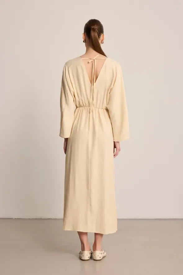 Long Wrap-Style Modal Dress - Stone - 10