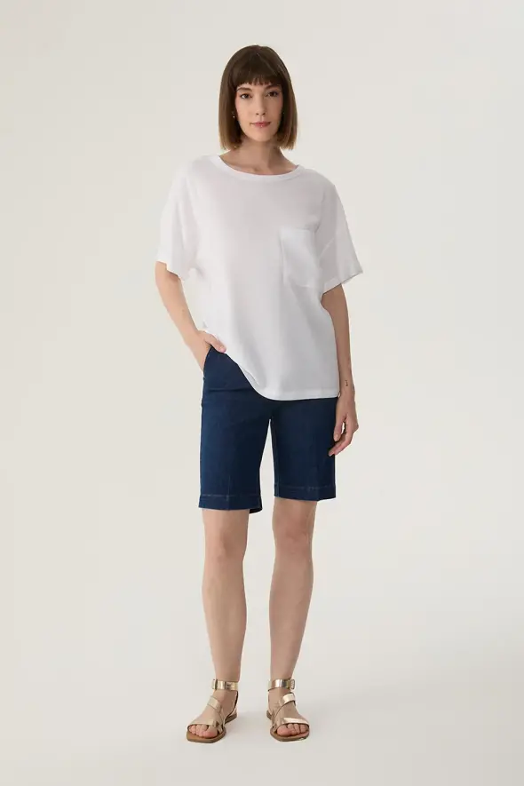 Low Armhole Linen Blouse - White - 2