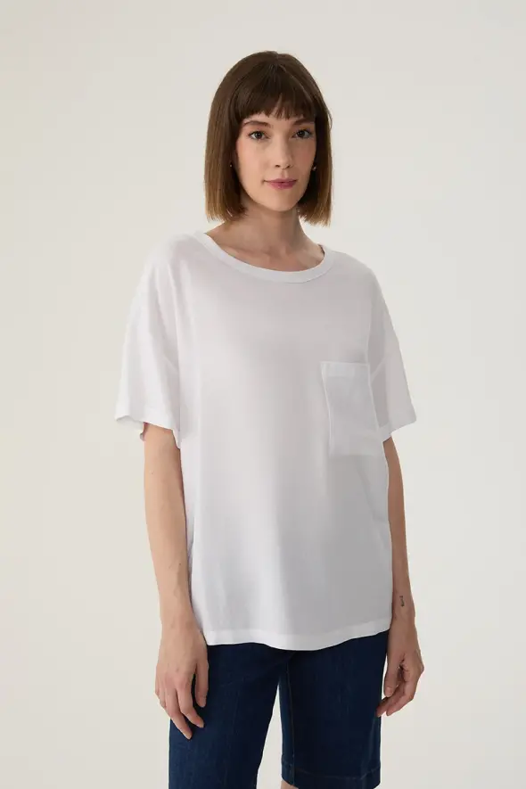 Low Armhole Linen Blouse - White - 1