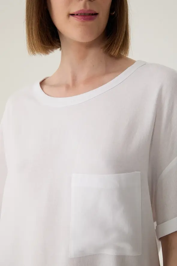 Low Armhole Linen Blouse - White - 3