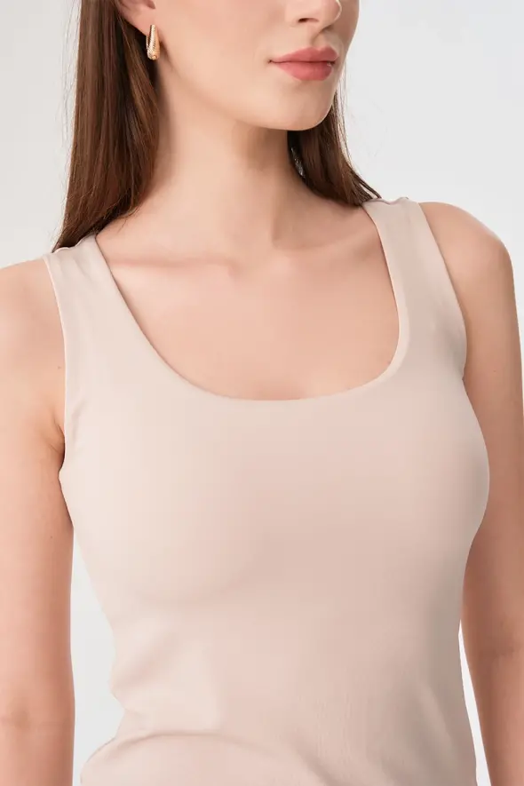 Lycra Tank Top - Beige - 3