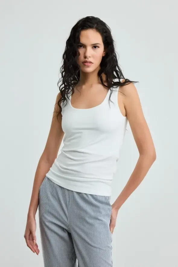 Lycra Tank Top - Ecru - Gusto