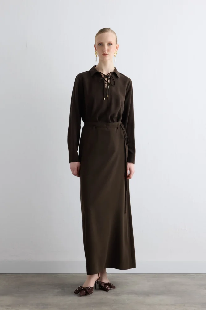 Lyocell Long Skirt - Brown Brown