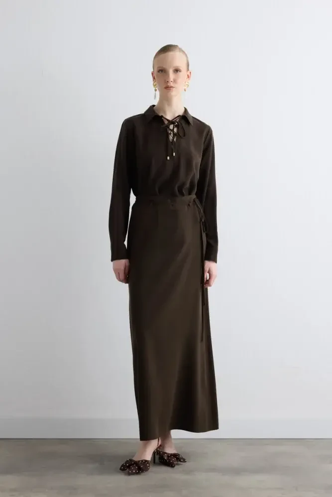 Lyocell Long Skirt - Brown Brown