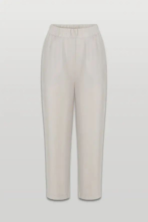 Lyocell Pants with Elastic Waist - Stone - 6