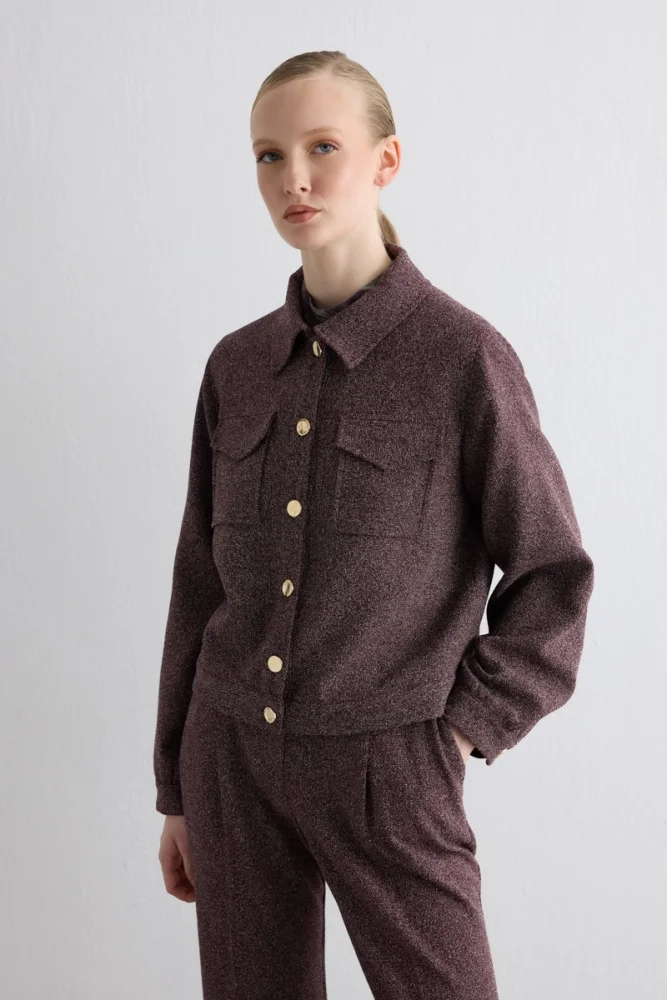 Marled Pocket Jacket Burgundy Burgundy