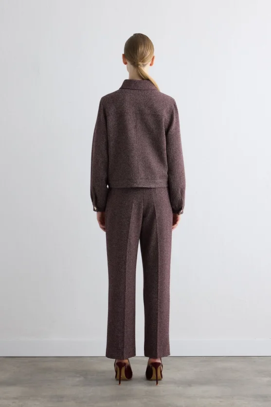 Marled Pocket Jacket Burgundy - 5