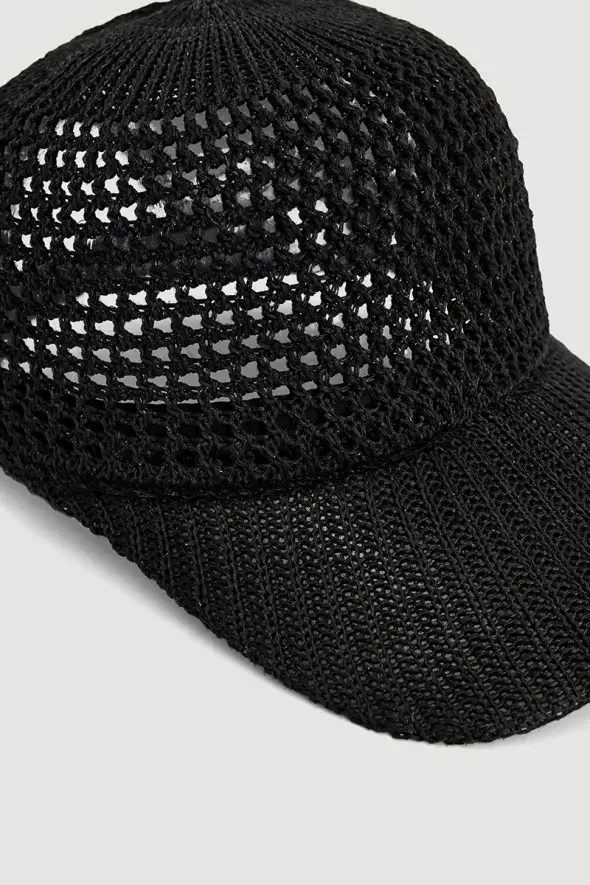 Mercerized Knit Cap Hat - Black - 2