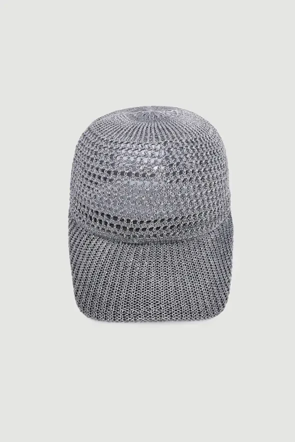 Mercerized Knit Cap Hat - Silver - 1