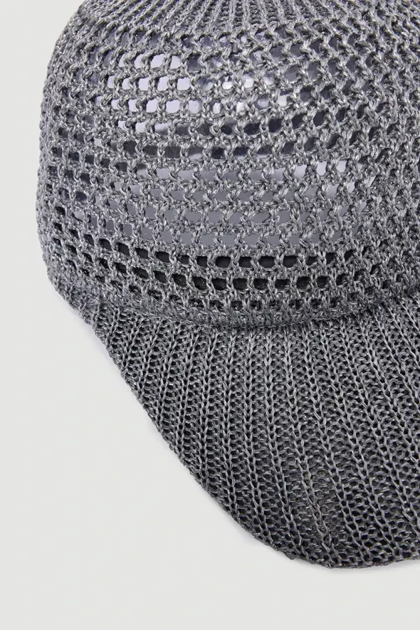 Mercerized Knit Cap Hat - Silver - 2