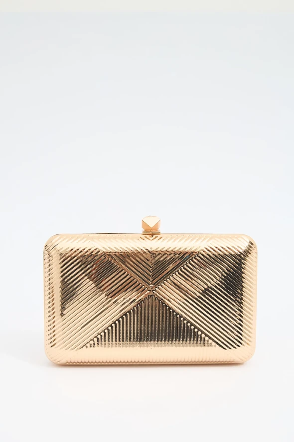 Metal Clutch Bag - Gold - 1