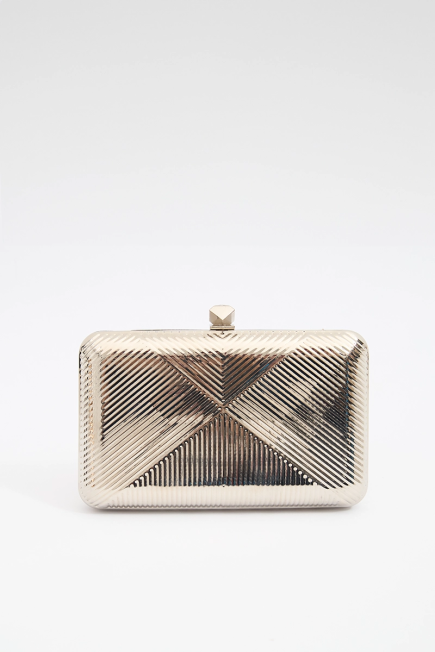 Metal Clutch Bag - Silver Silver