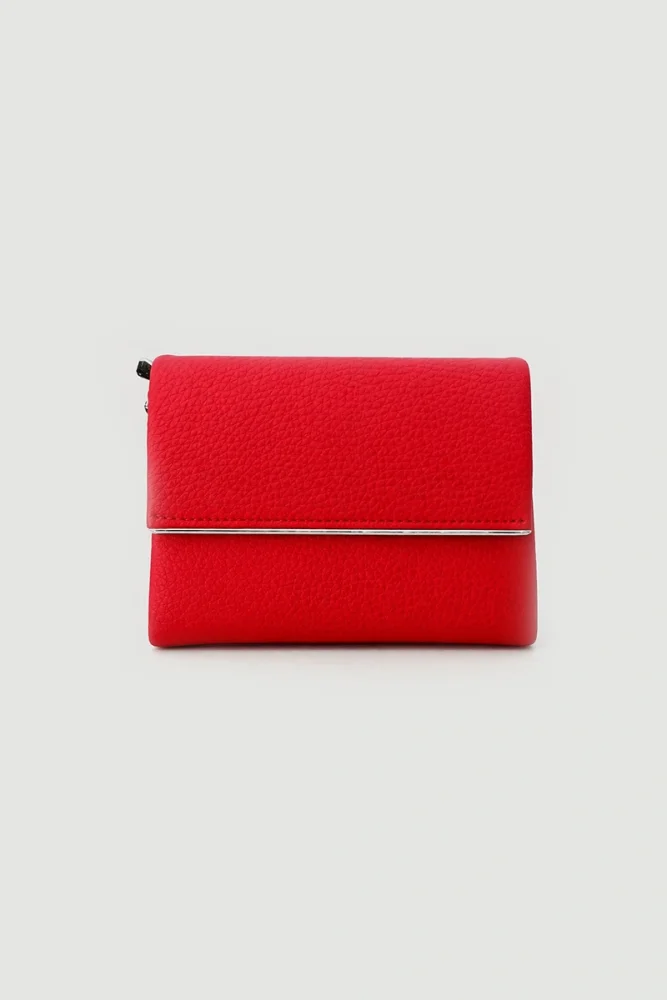 Metal Detail Wallet - Red