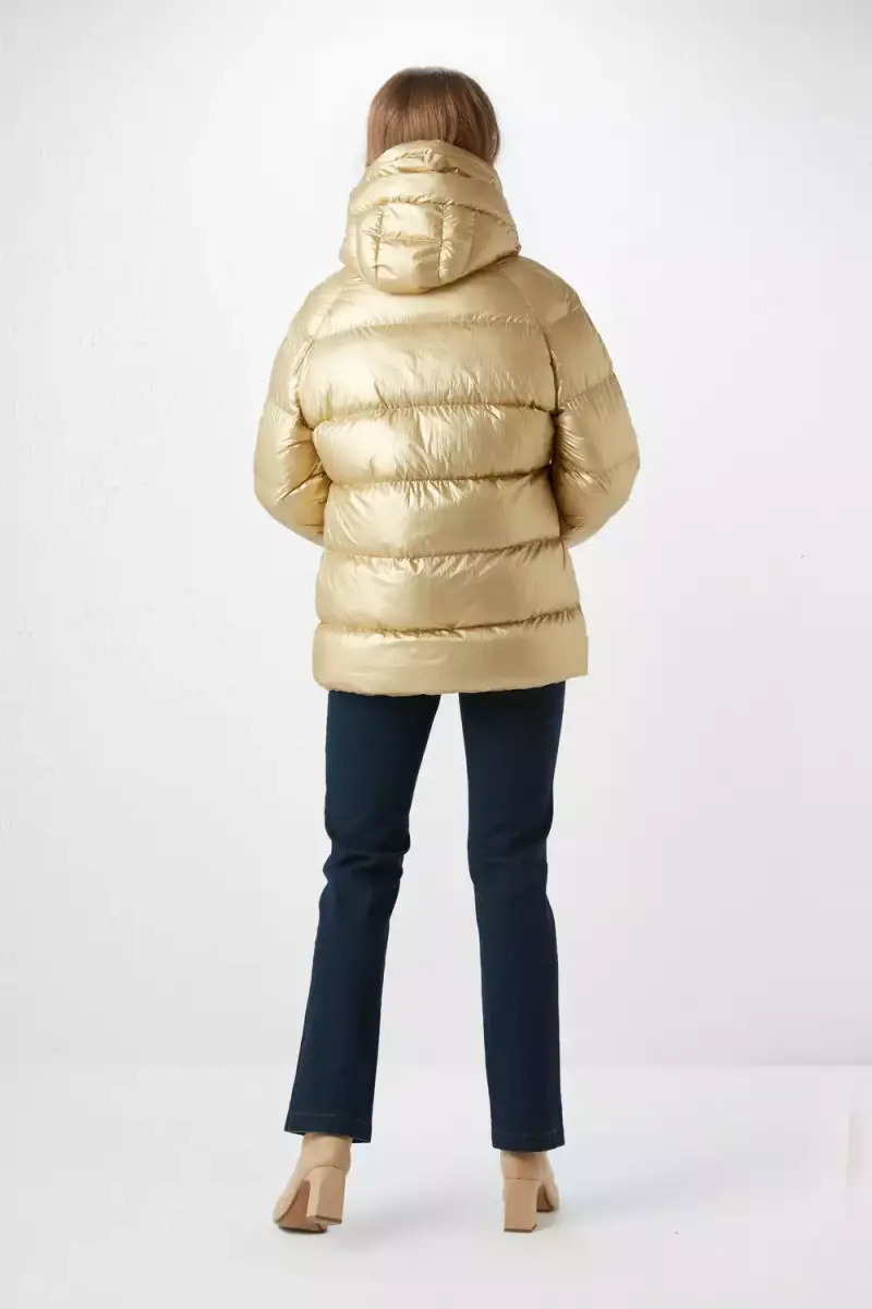 Metallic gold puffer on sale jacket