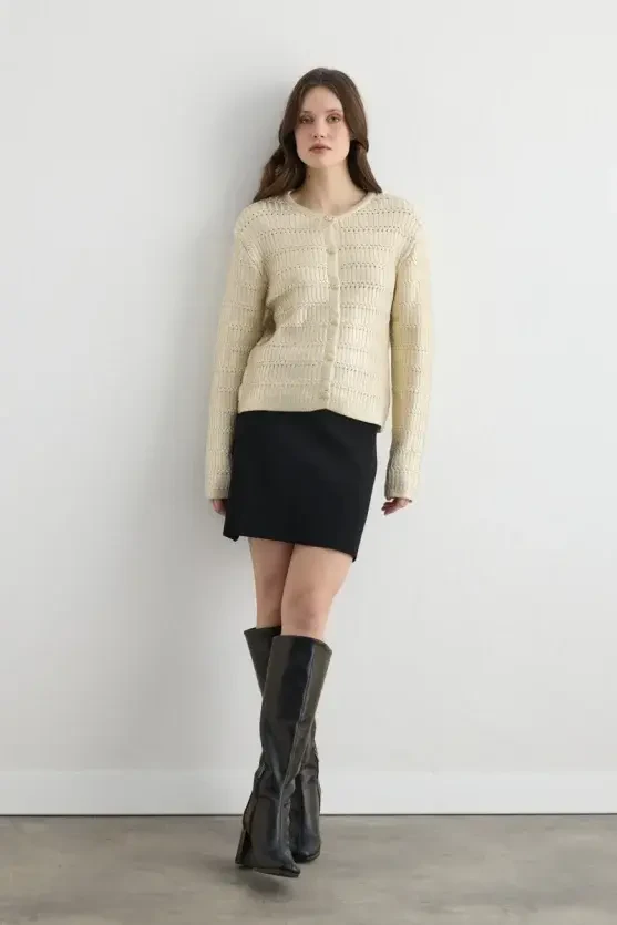 Metallic Knit Jacket - Gold - 3