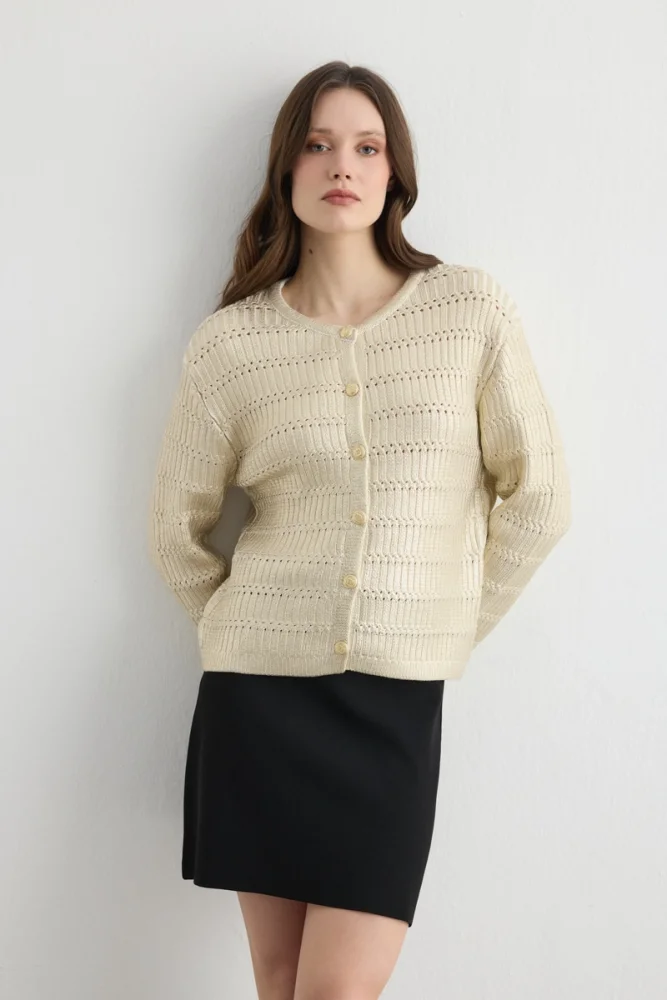 Metallic Knit Jacket Gold Gold