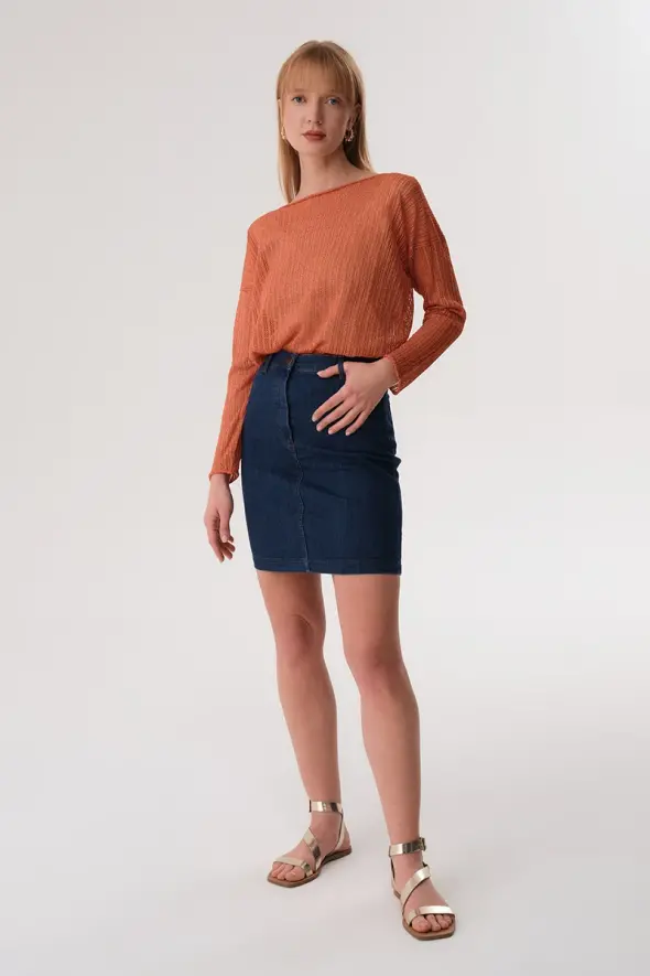 Mini Denim Skirt - Blue - 2