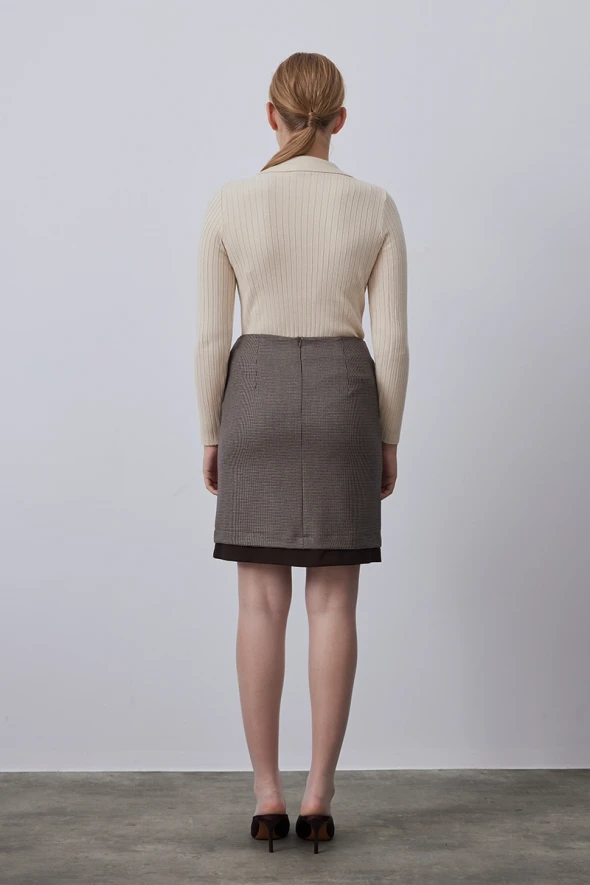 Mini Skirt with Garnish - Brown - 5