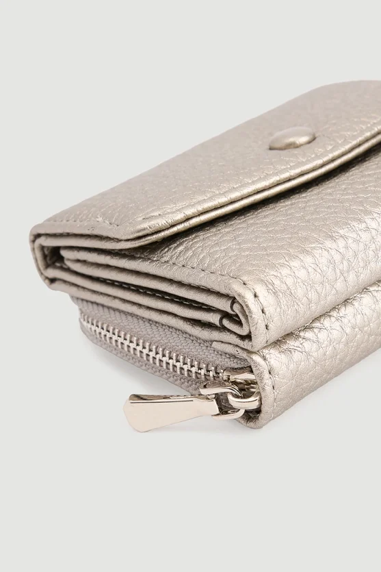 Mini Wallet with Zipper Detail Gray - 3