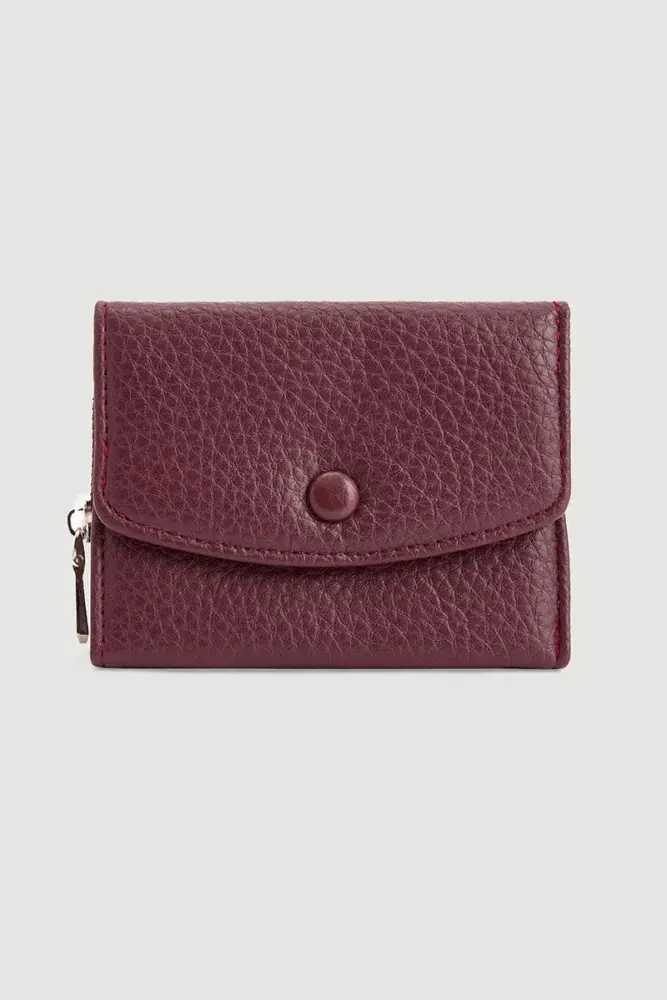 Mini Wallet with Zipper Detail - Maroon Marroon