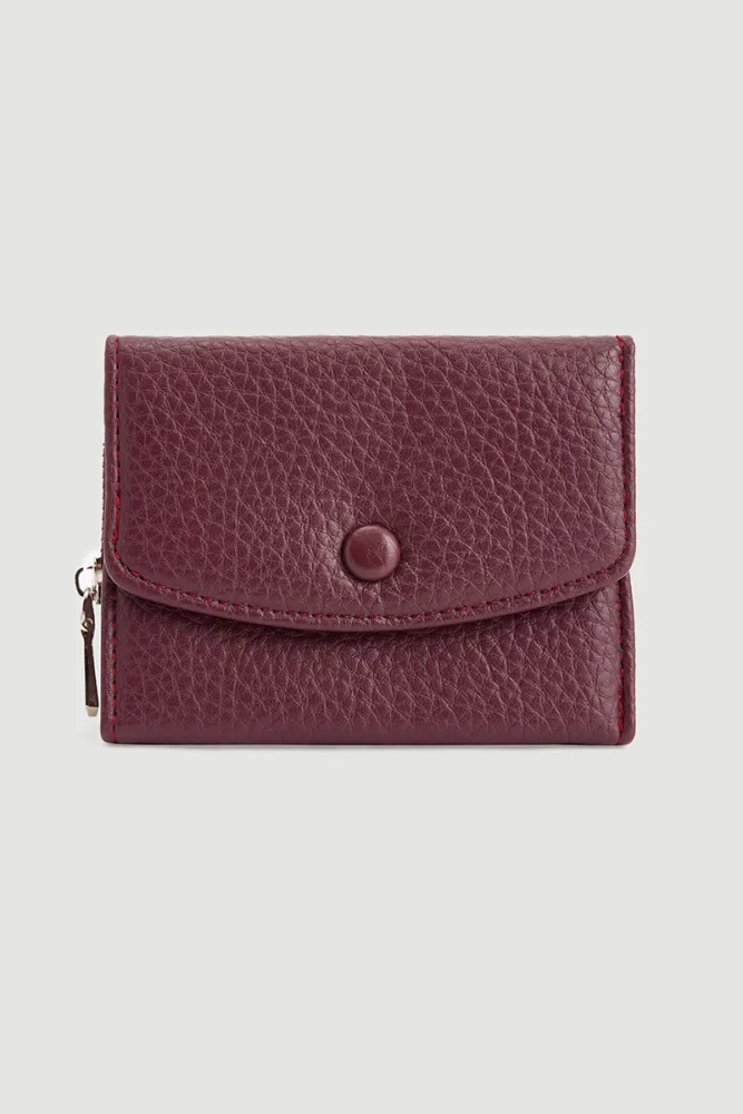 Mini Wallet with Zipper Detail Maroon