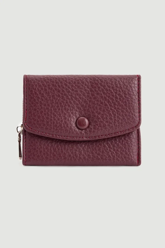 Mini Wallet with Zipper Detail Maroon - 1