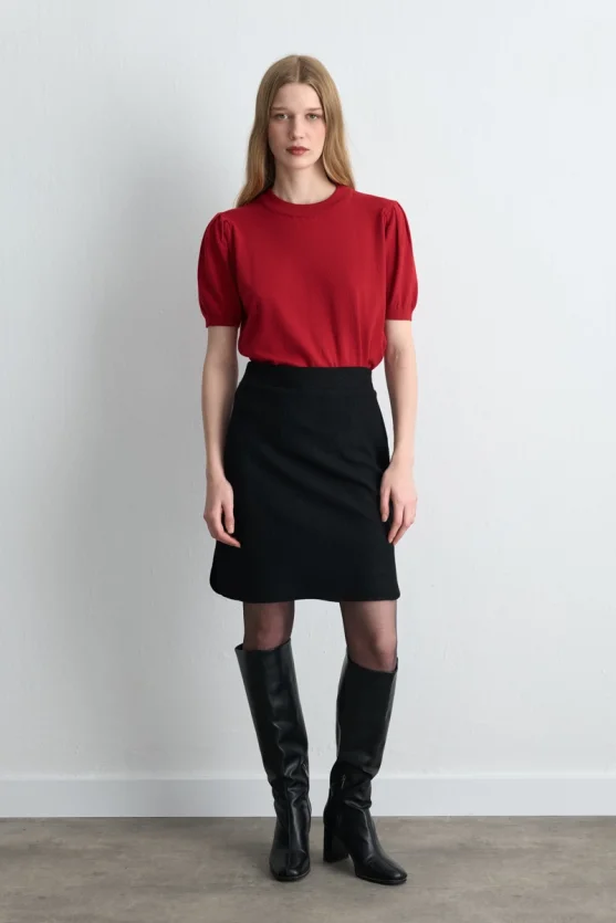 Mini Wool Skirt Black - 1