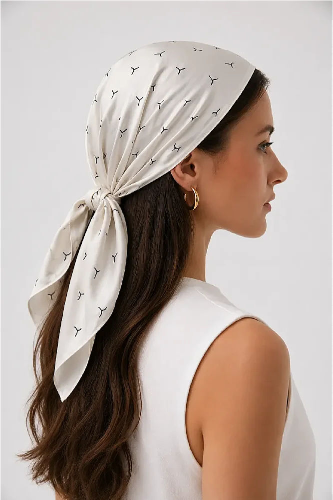 Minimal Bird Pattern Large Scarf - White White