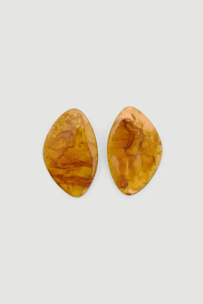Minimal Flat Earrings - Brown Brown