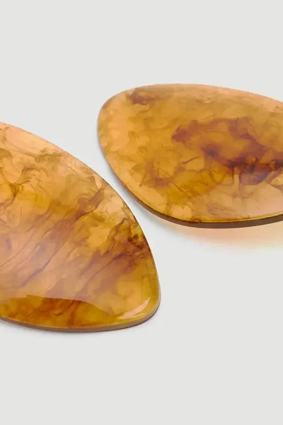 Minimal Flat Earrings - Brown - Gusto