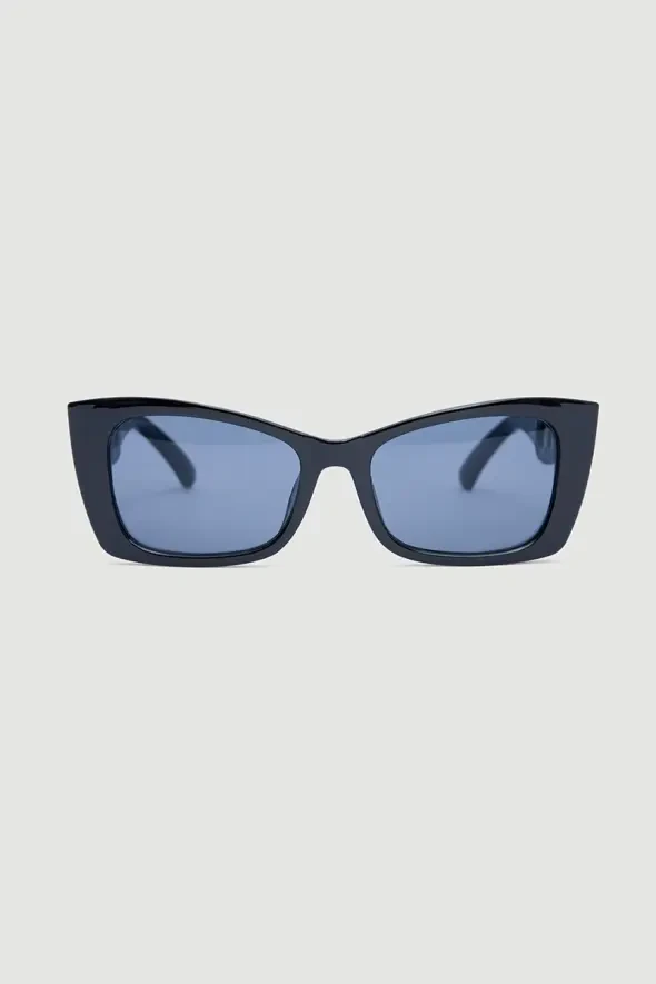 Minimal Pattern Bone Framed Sunglasses - Black - Gusto