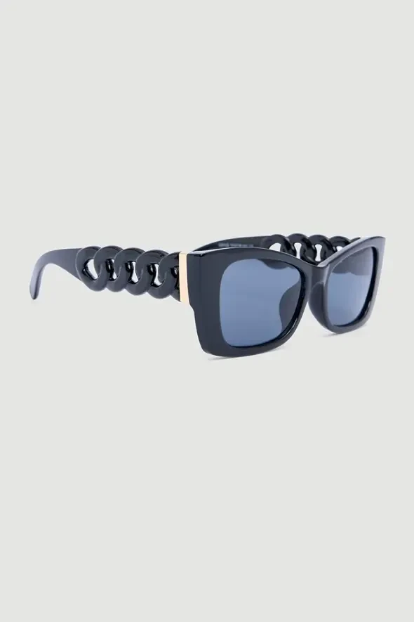 Minimal Pattern Bone Framed Sunglasses - Black - Gusto