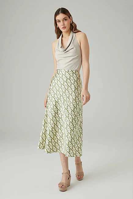 Monogram Bias-Cut Skirt - Green - 1