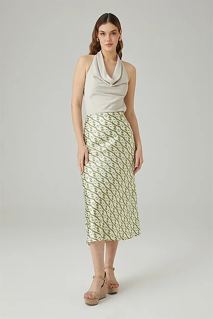 Monogram Bias-Cut Skirt - Green - 4