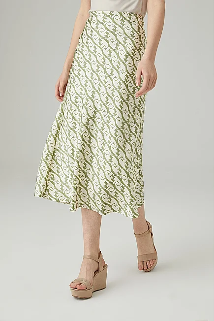 Monogram Bias-Cut Skirt - Green - 2