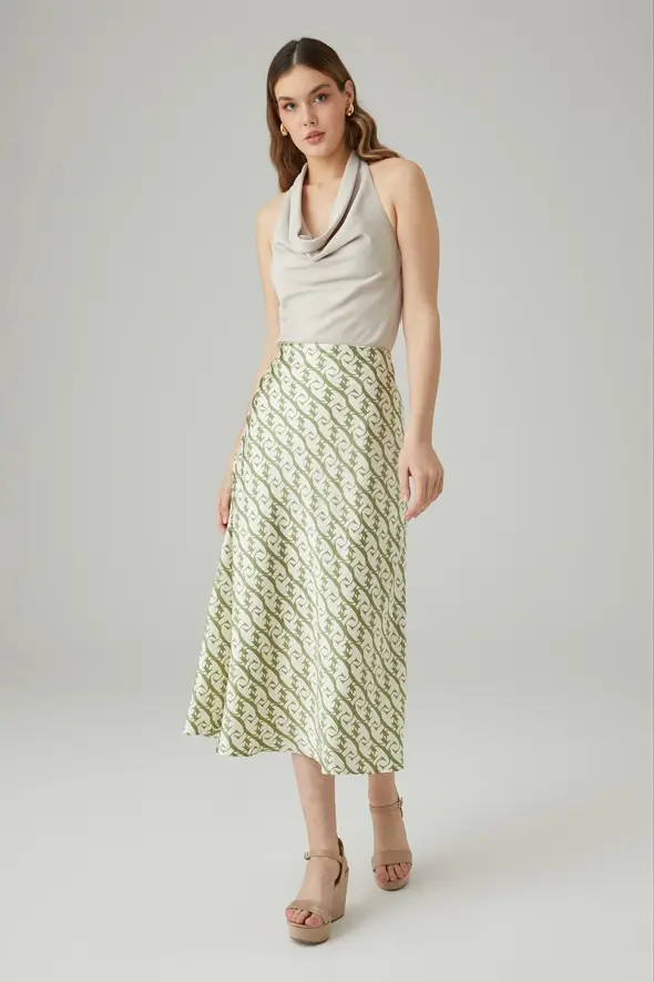 Monogram Diagonal Skirt - Green - 2