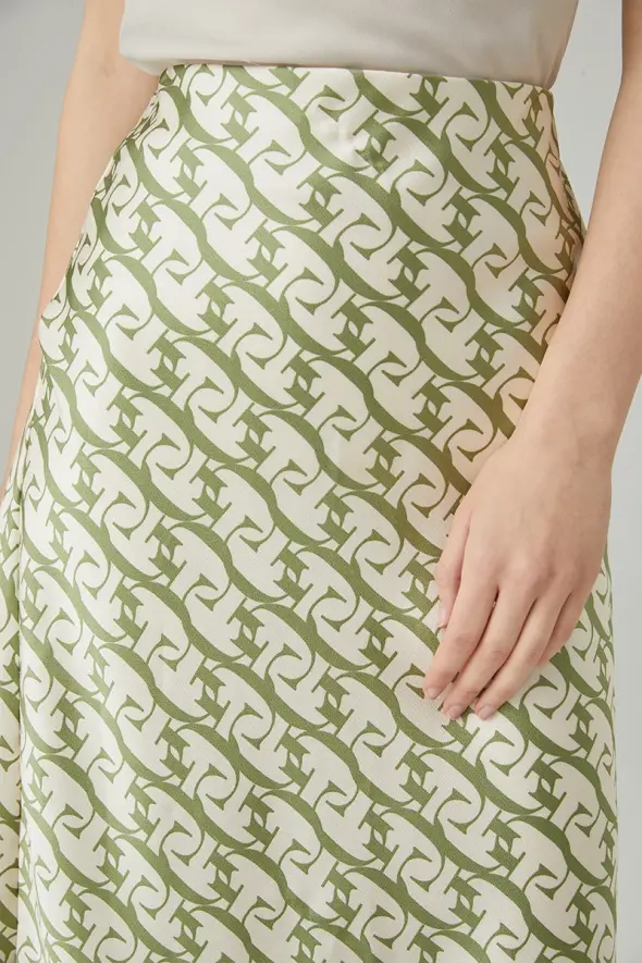 Monogram Diagonal Skirt - Green - 4