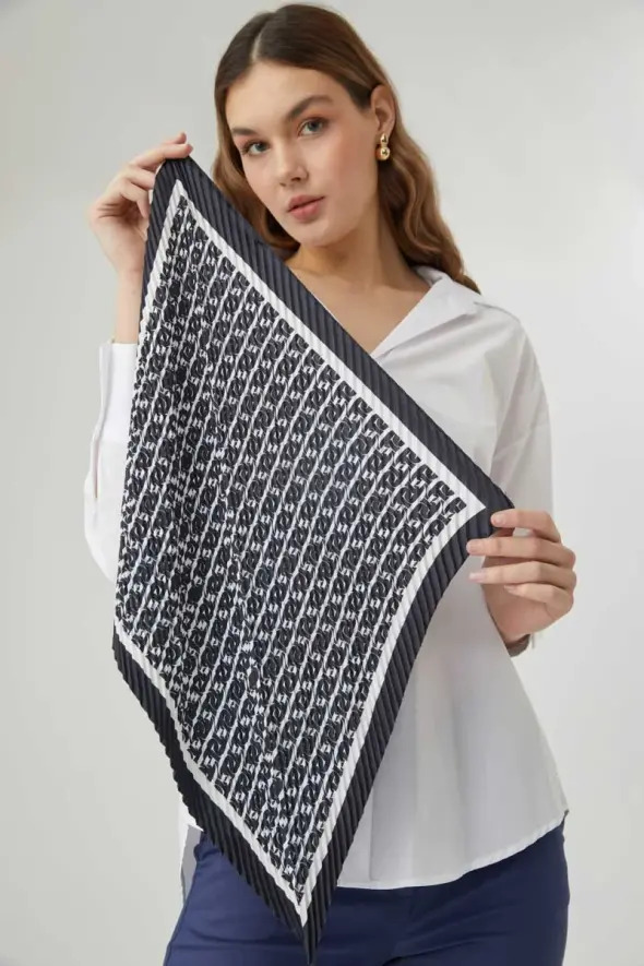 Monogram Pleated Scarf - Ecru - 2