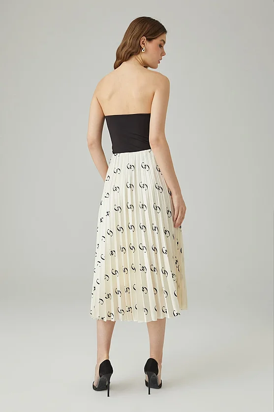 Monogram Pleated Skirt - Ecru - 5