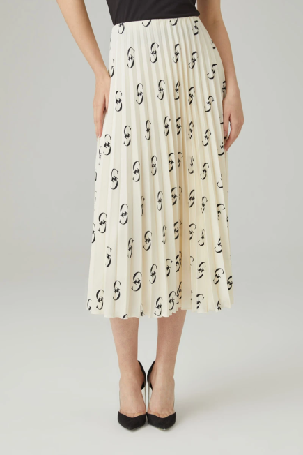 Monogram Pleated Skirt - Ecru Ecru