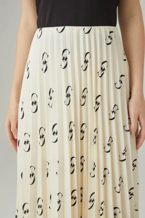 Monogram Pleated Skirt - Ecru - 4