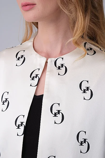 Monogram Satin Kaftan - Ecru - 3