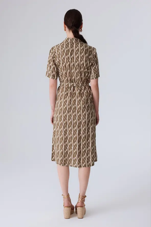 Monogram Shirt Dress - Khaki - 7