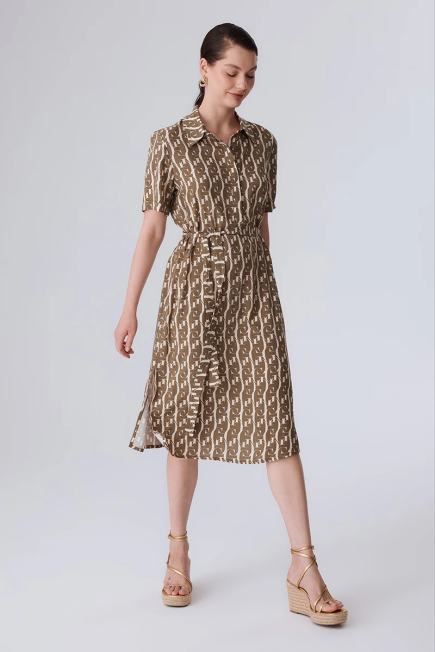 Monogram Shirt Dress - Khaki Khaki